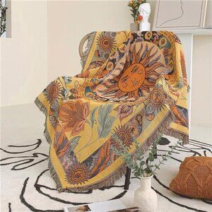 Boho Throw Blanket Reversible Cotton Tapestry Hippie Room Decor